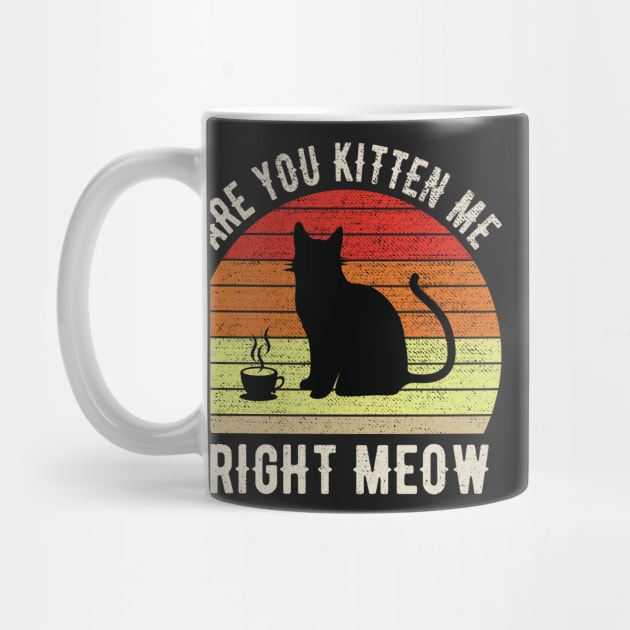 Are You Kitten Me Right Meow Vintage Coffee Sunset Retro by RajaGraphica